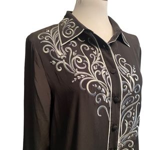 NWT Bob Mackie Wearable Art Embroidered Blouse